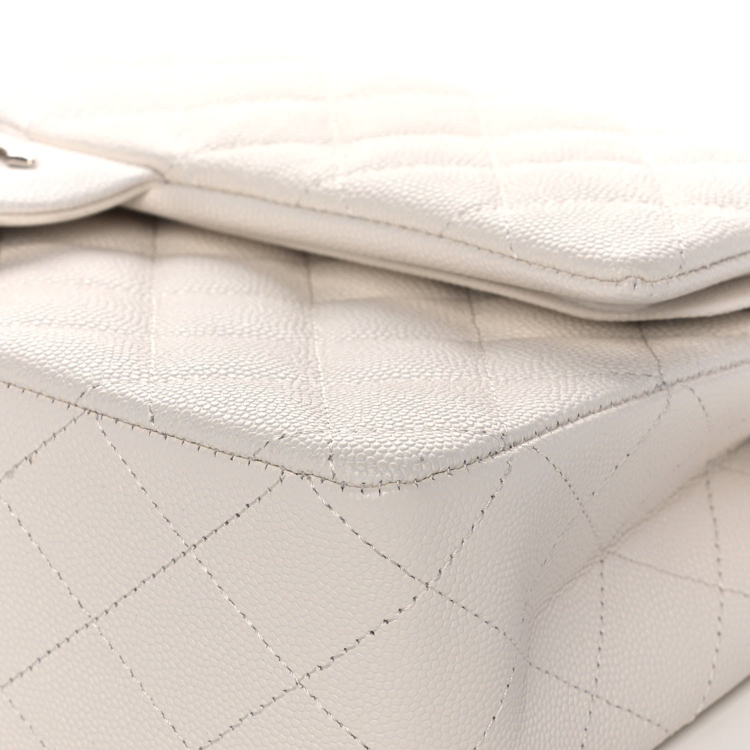 Chanel Caviar Quilted Medium Double Flap White 5 of 13