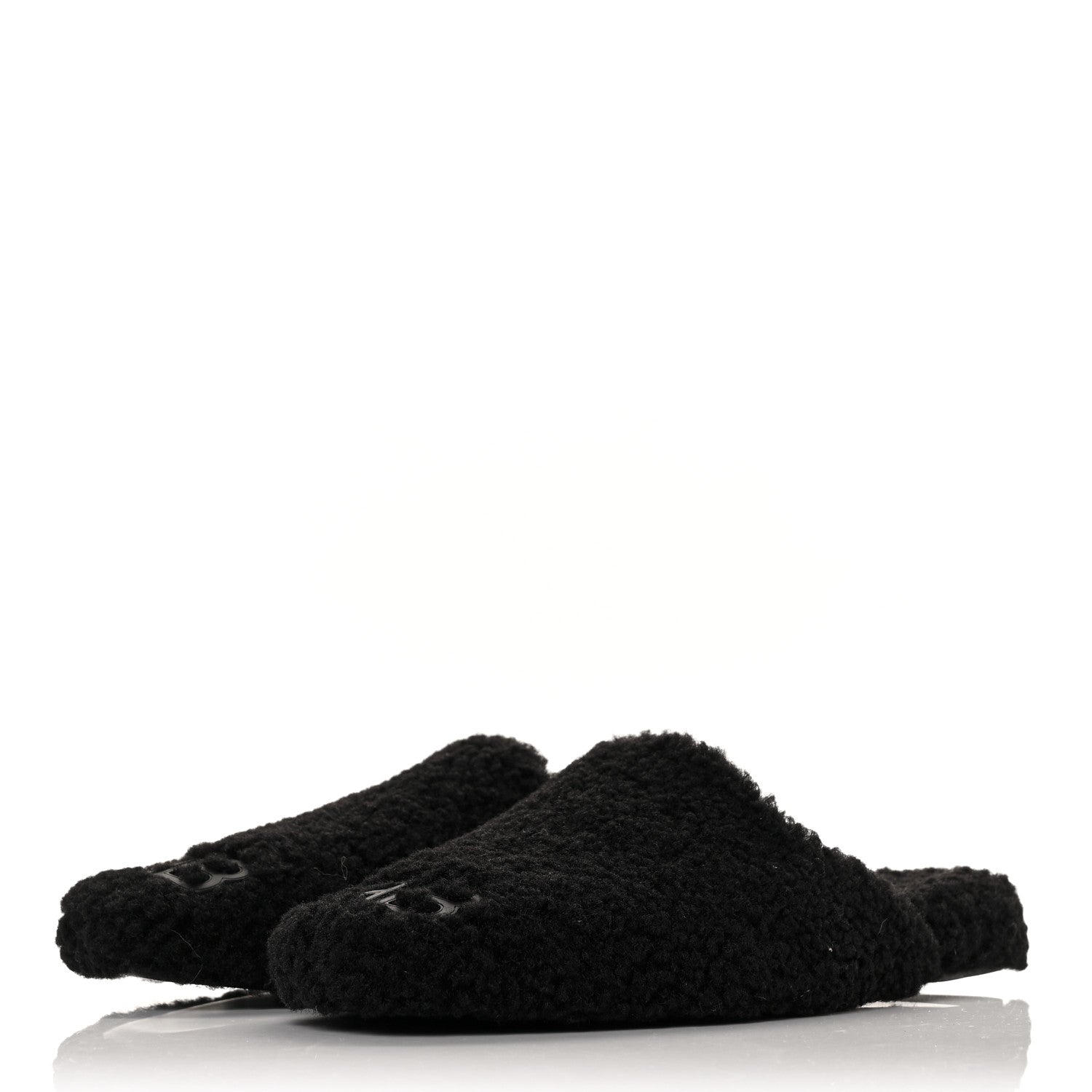 Balenciaga Faux Shearling Cosy BB Mules 38.5 Black 3 of 7