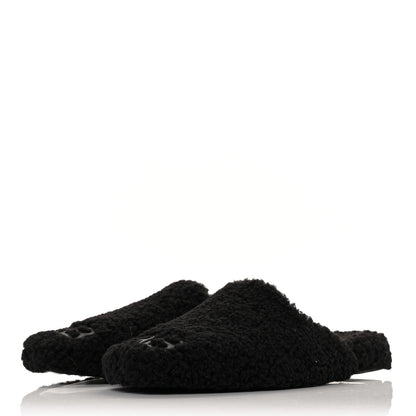 Balenciaga Faux Shearling Cosy BB Mules 38.5 Black 3 of 7