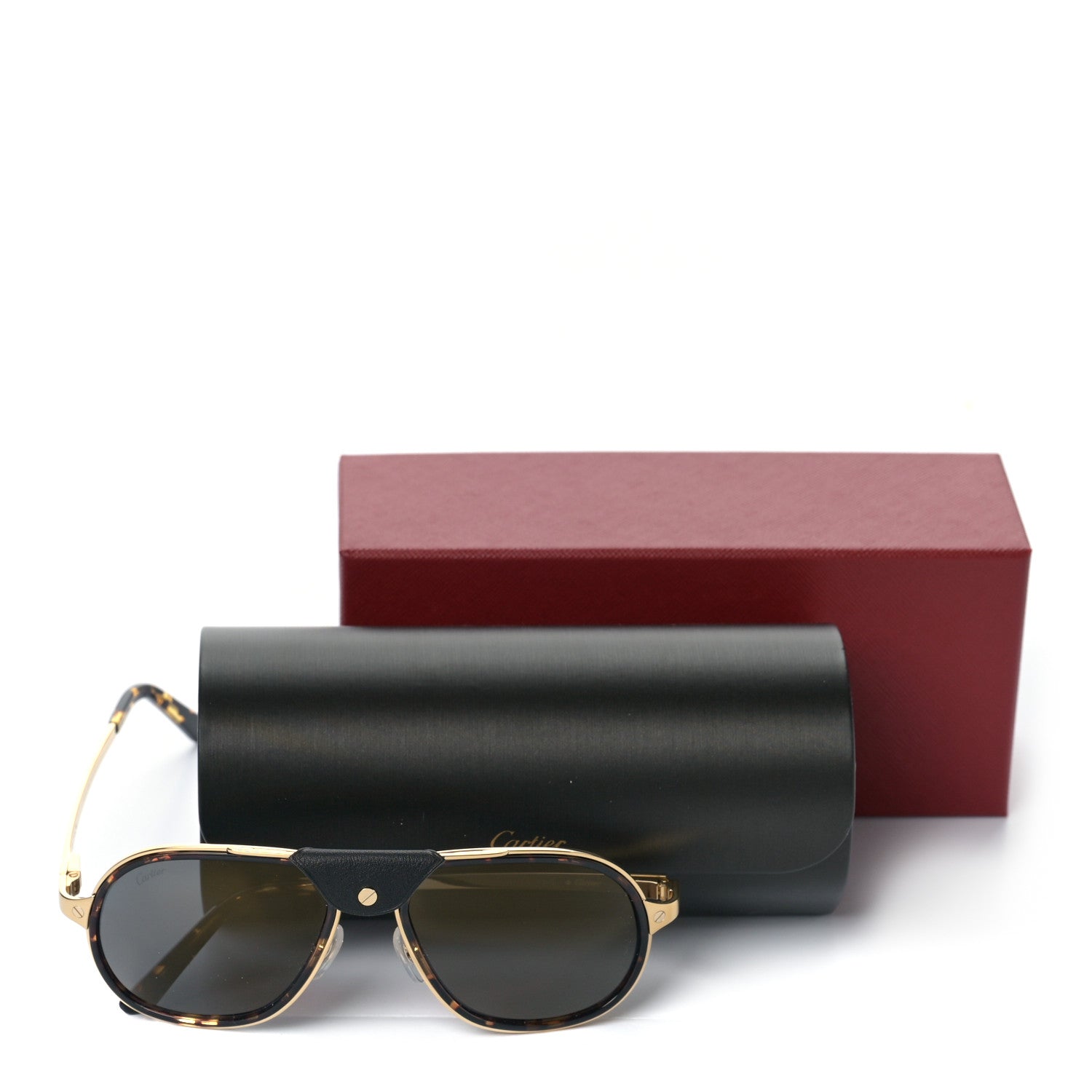 Cartier Santos de Cartier Sunglasses Havana Gold Grey 7 of 7
