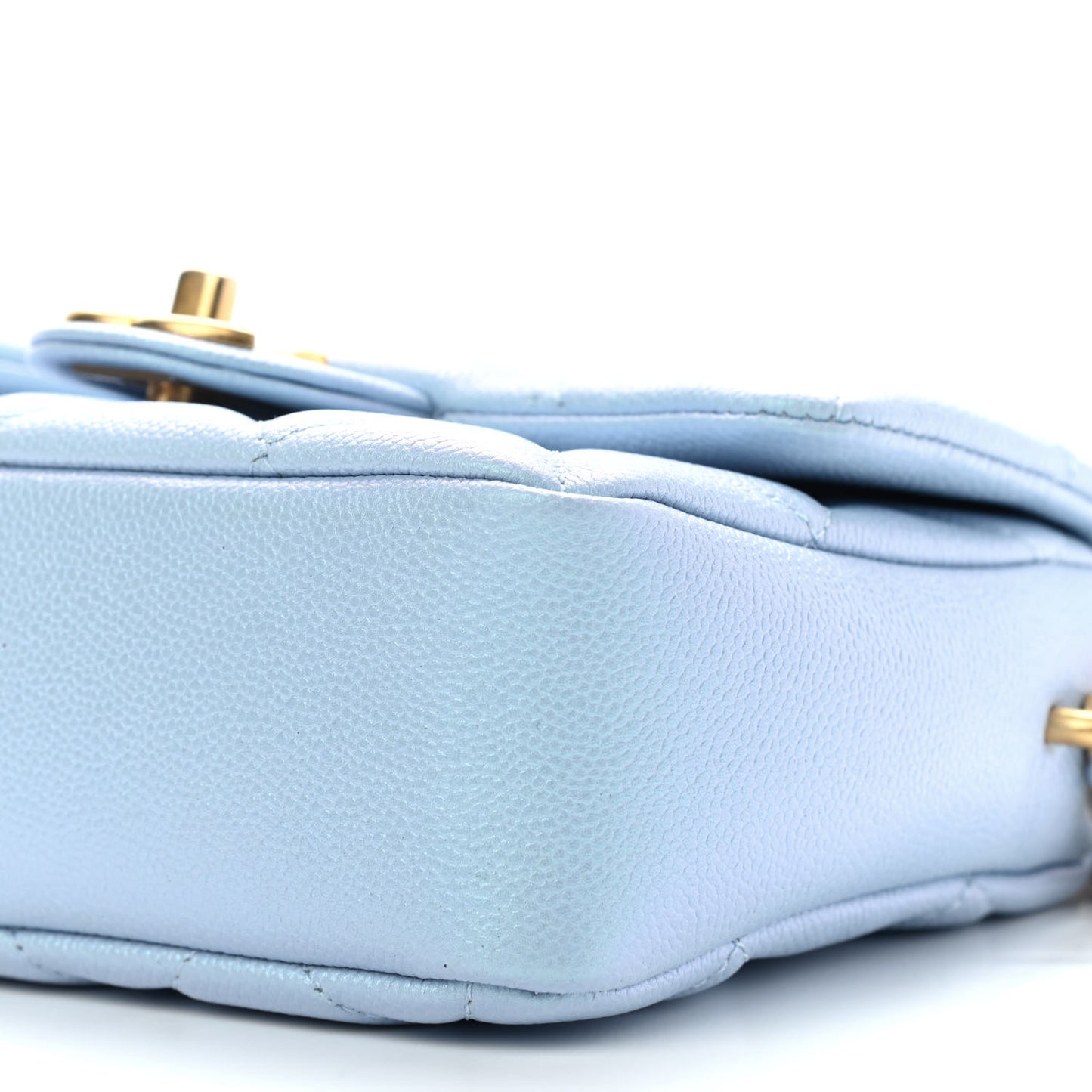 Iridescent Caviar Quilted Mini My Perfect Flap Light Blue