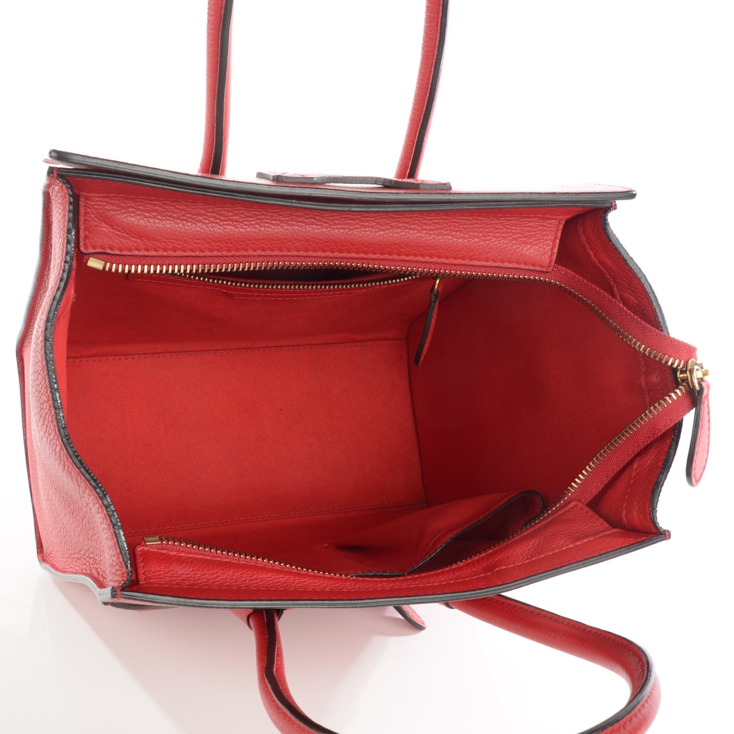Celine Drummed Calfskin Micro Luggage Coquelicot 5 of 8