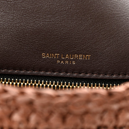 Saint Laurent Raffia Calfskin Monogram Medium Niki Chain Satchel New Nut 6 of 11