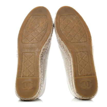 Chanel Toile Sequin CC Espadrilles 38 Beige Black 4 of 4