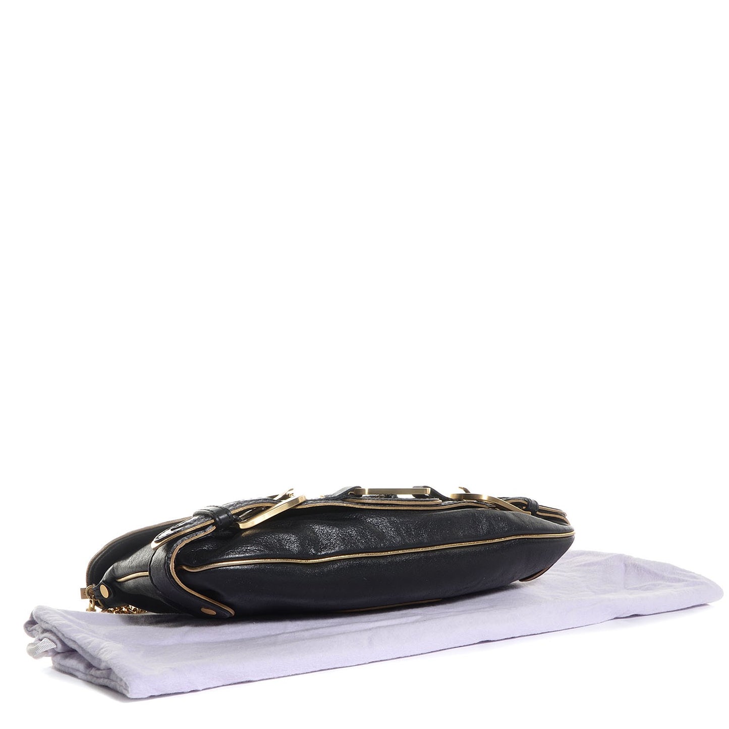 Leather Troy Clutch Black Gold