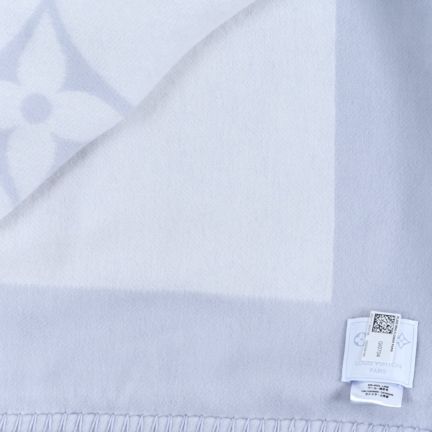 Wool Cashmere Plaid Monogram Blanket Light Purple