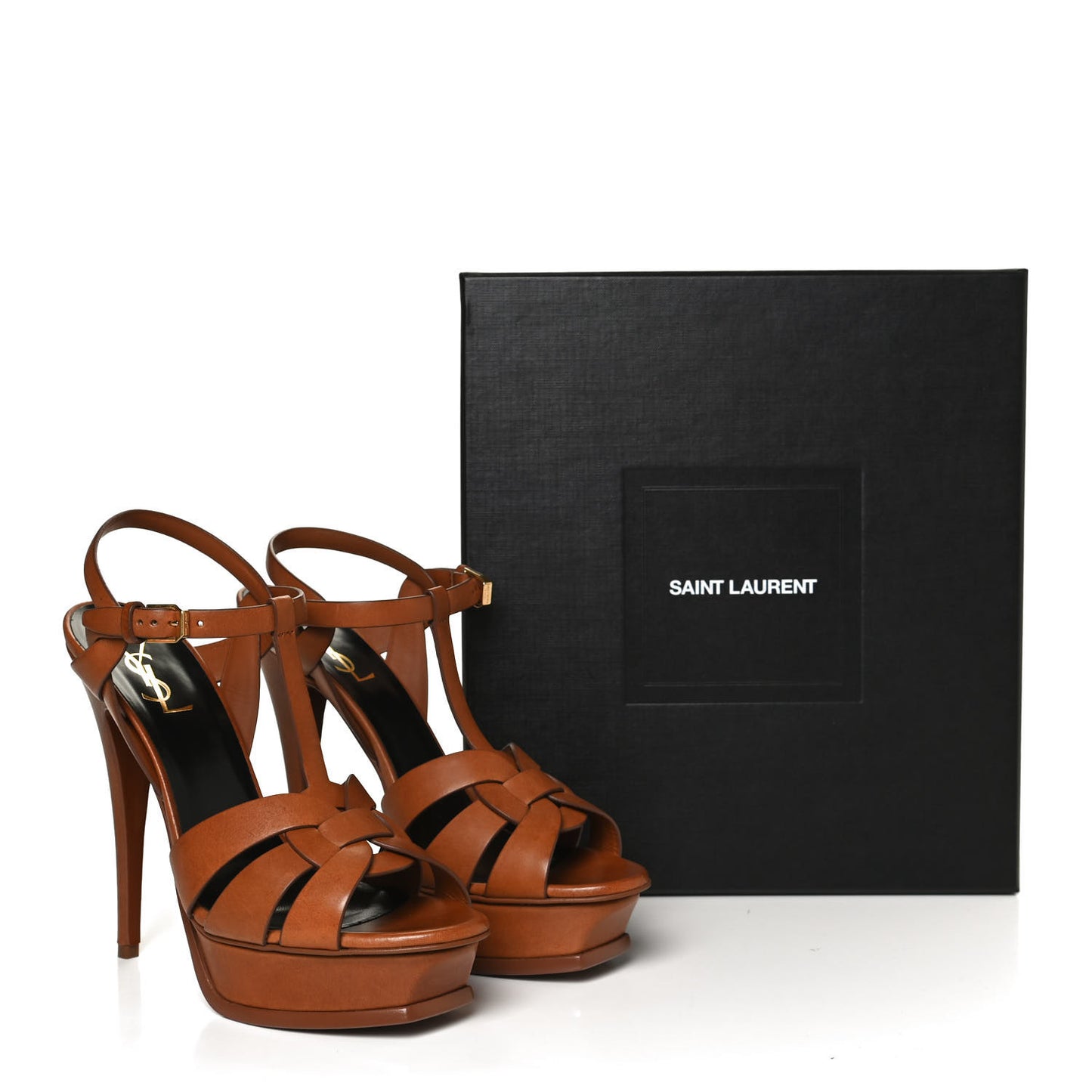 Calfskin Tribute 105 Platform Sandals 40 Caramel
