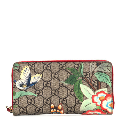 Gucci GG Supreme Monogram Tian Zip Around Wallet Beige Multicolor Red 1 of 7