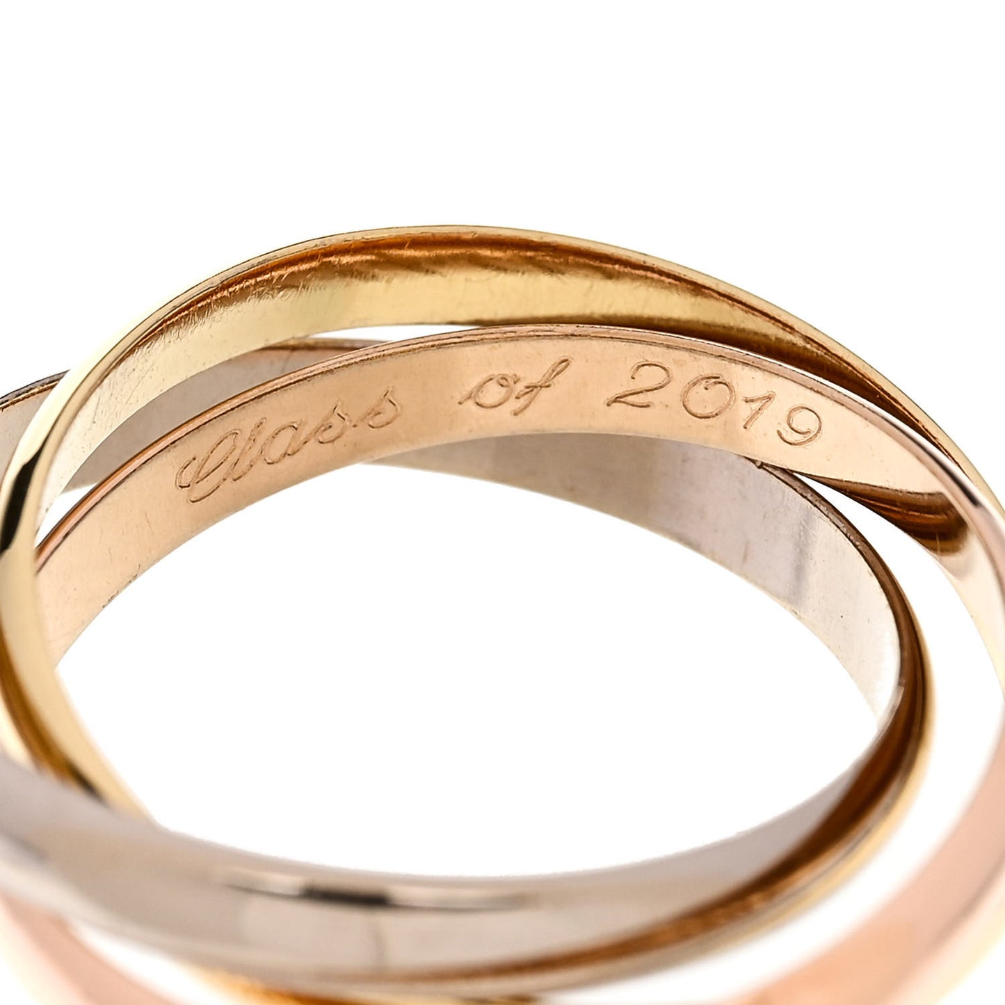 18K Pink Yellow White Gold Small Trinity Ring 57 8