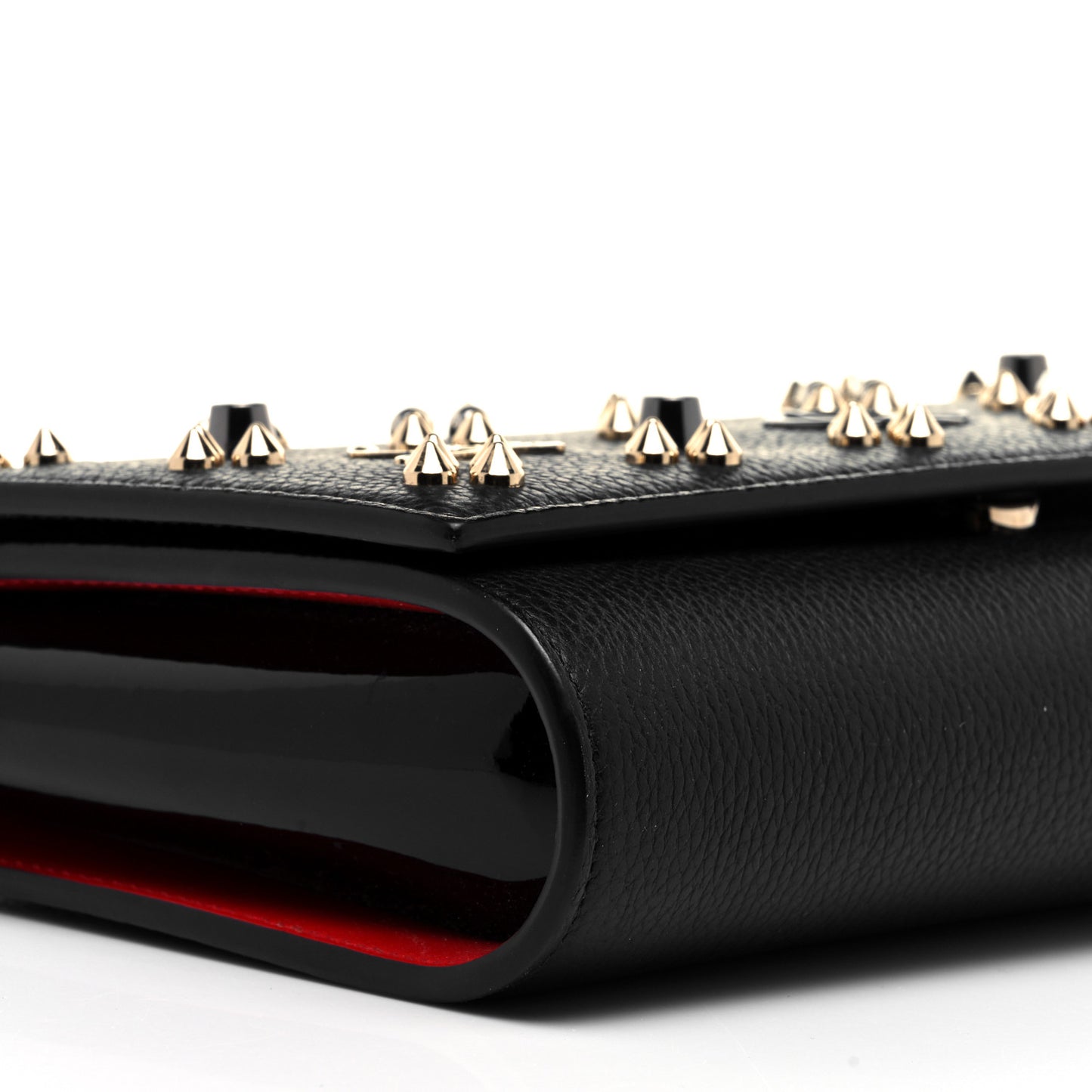 Grained Calfskin Spikes Loubinthesky Paloma Wallet On Chain Black Multimetal