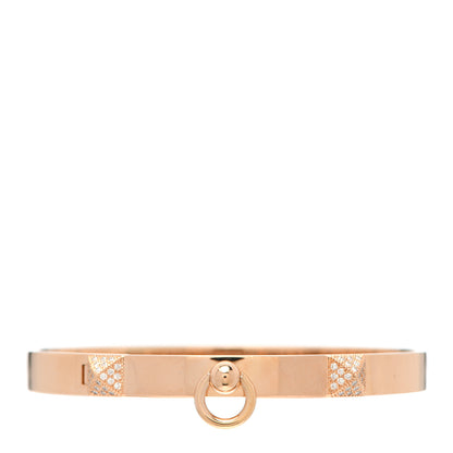 Hermes 18K Rose Gold Diamond PM Collier De Chien Bracelet SH 1 of 4