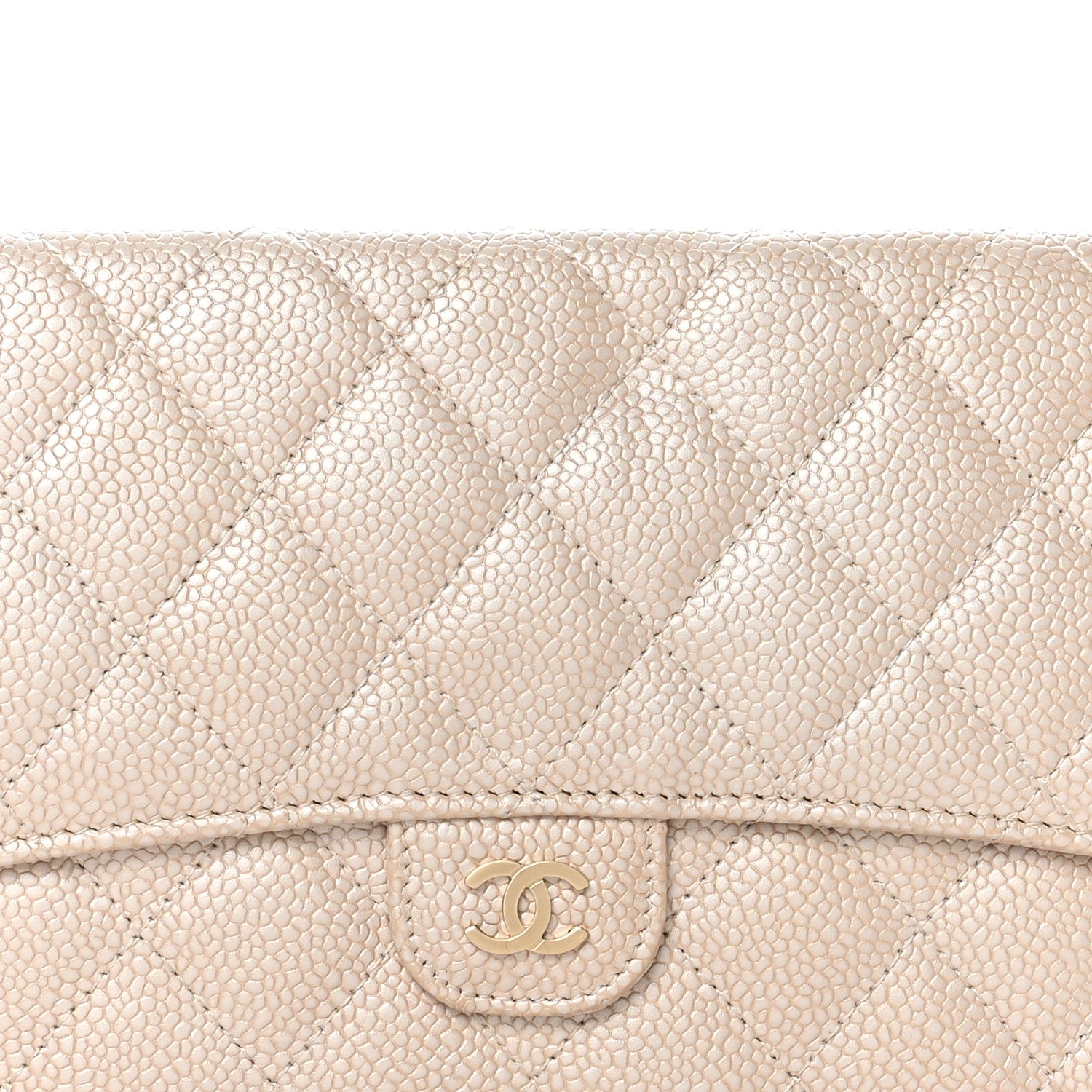 Chanel Iridescent Caviar Quilted Travel Wallet Beige 8 of 9