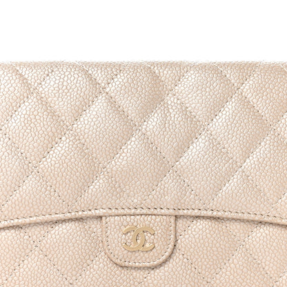 Chanel Iridescent Caviar Quilted Travel Wallet Beige 8 of 9