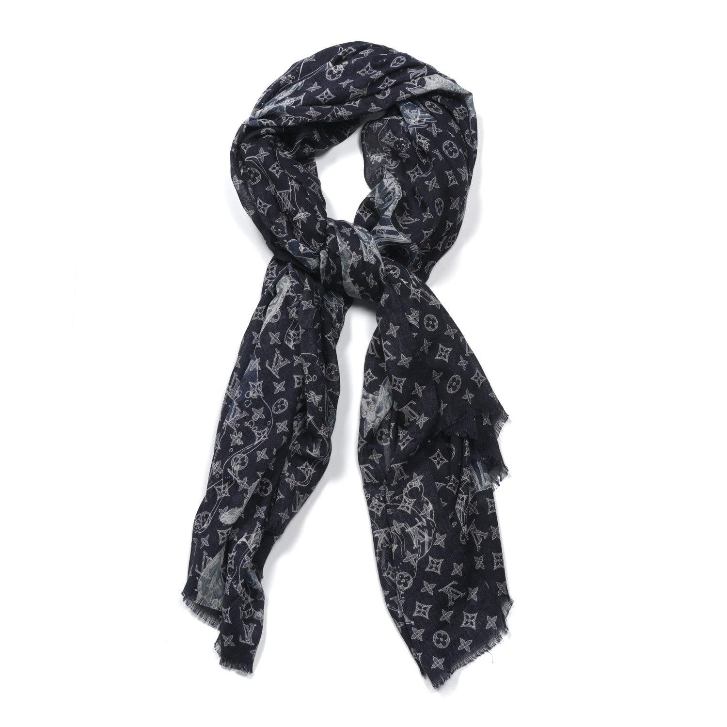 Louis Vuitton Cashmere Silk Chapman Brothers Stole Blue 1 of 4