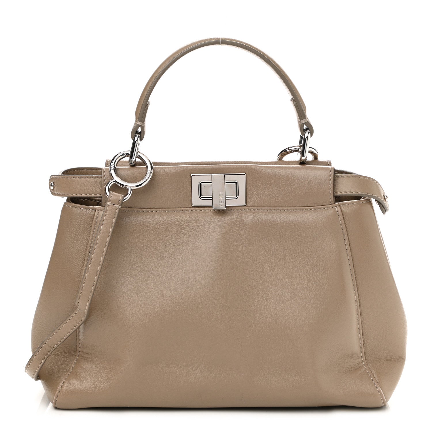 Fendi Nappa Mini Peekaboo Iconic Satchel Tortora 1 of 12