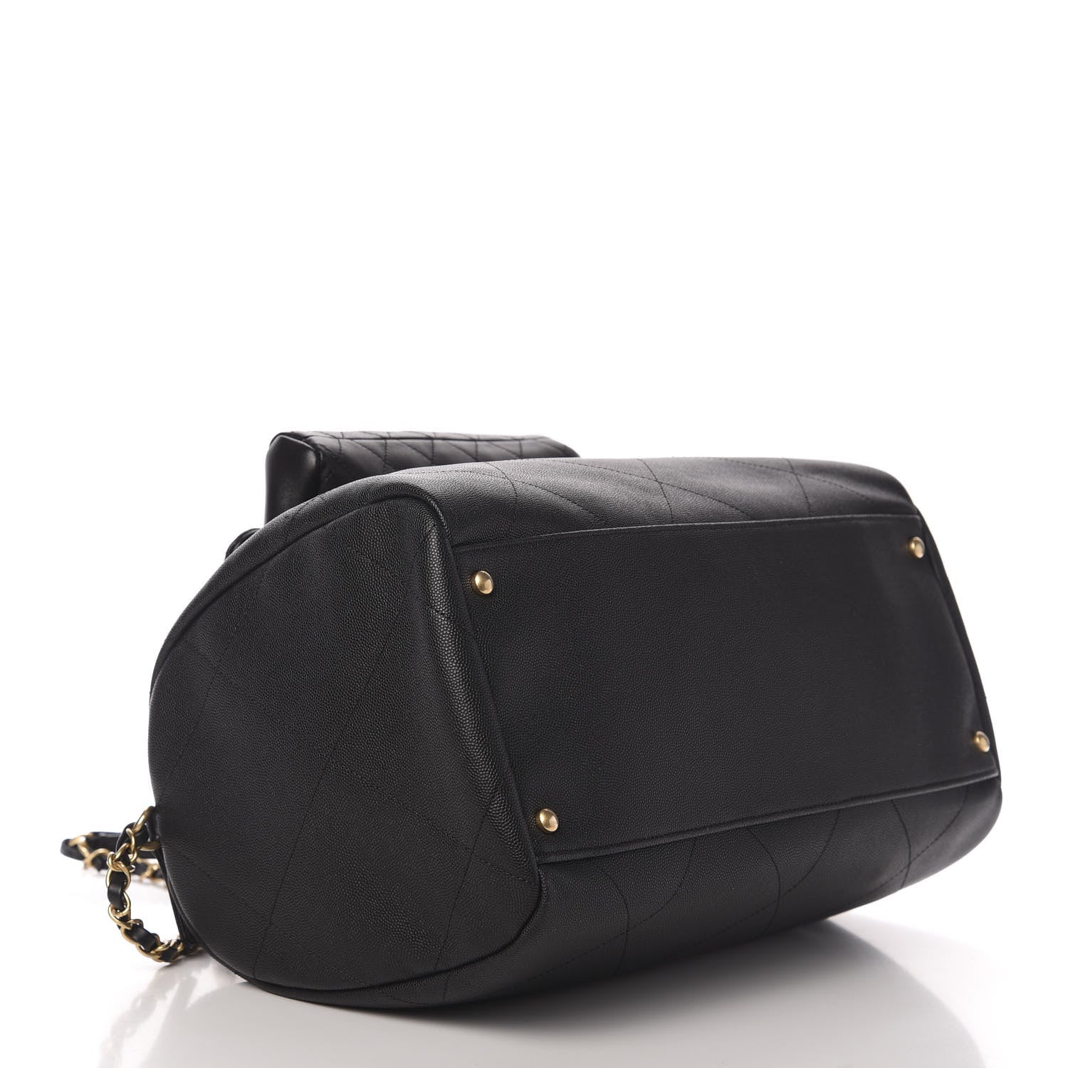 Chanel Grained Calfskin Lambskin Quilted Large Bowling Bag Black 5 of 11
