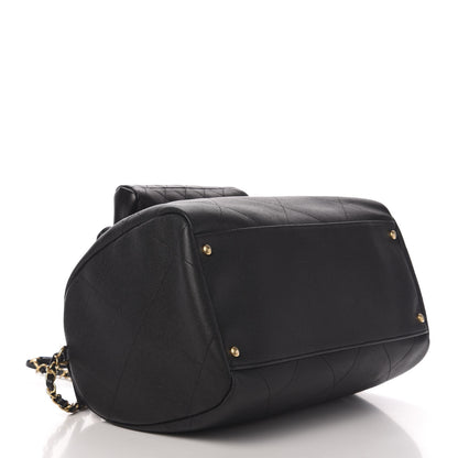 Chanel Grained Calfskin Lambskin Quilted Large Bowling Bag Black 5 of 11