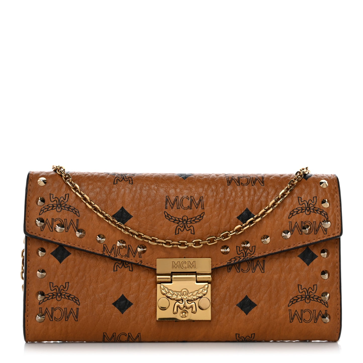 Visetos Studded Patricia Wallet On Chain Cognac
