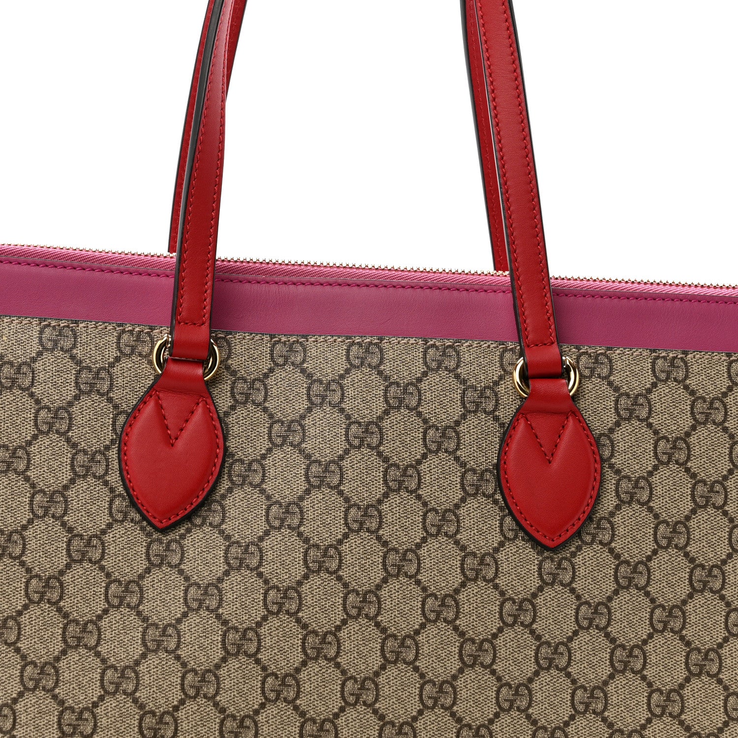 Gucci GG Supreme Monogram Medium Zippered Bucket Tote Beige