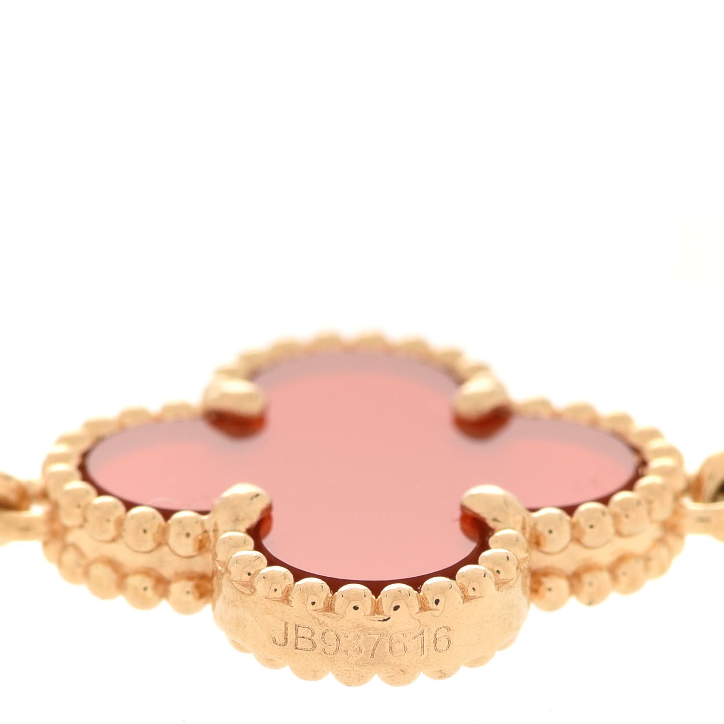 18K Yellow Gold Carnelian 5 Motifs Vintage Alhambra Bracelet