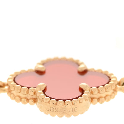 Van Cleef & Arpels 18K Yellow Gold Carnelian 5 Motifs Vintage Alhambra Bracelet 6 of 8
