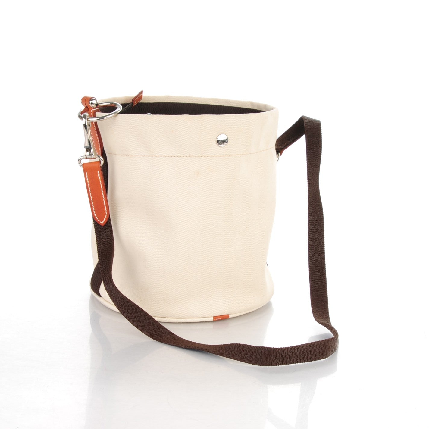 Hermes Chevron Herringbone Canvas Grooming Bag Chalk 3 of 6