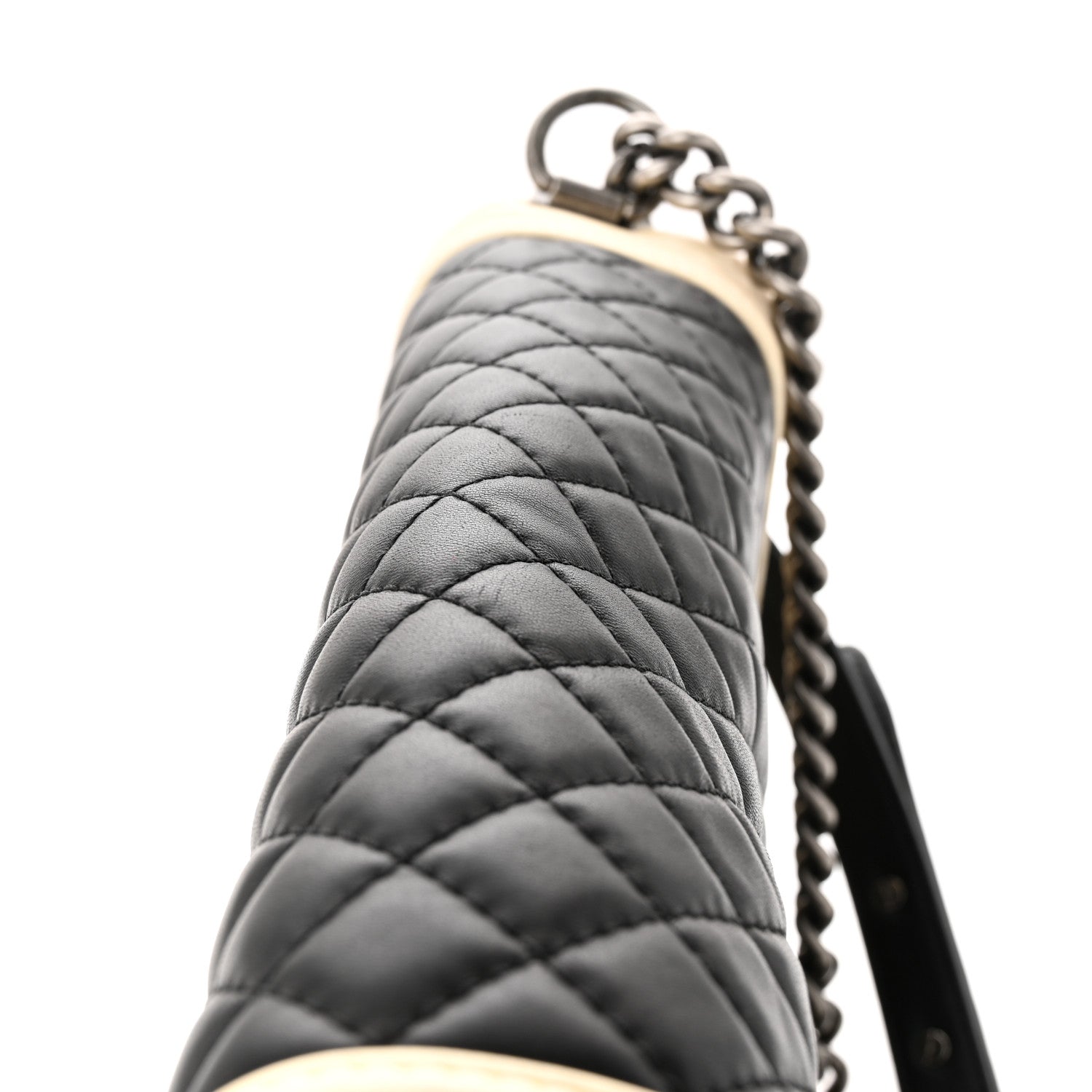 Chanel Lambskin Quilted Large Boy Flap Black White 11 of 11