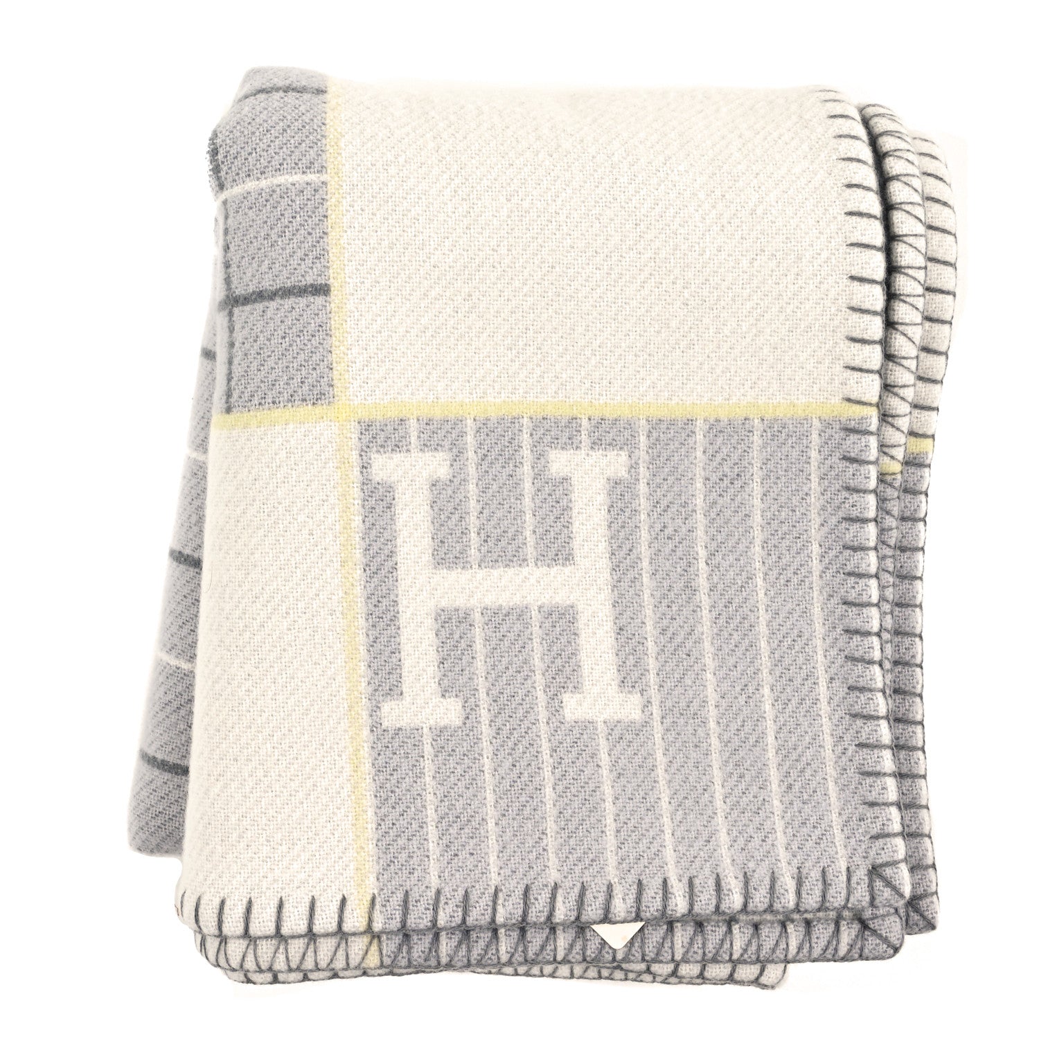 Hermes Wool Cashmere Avalon Cabriole Blanket Gris Perle 1824666