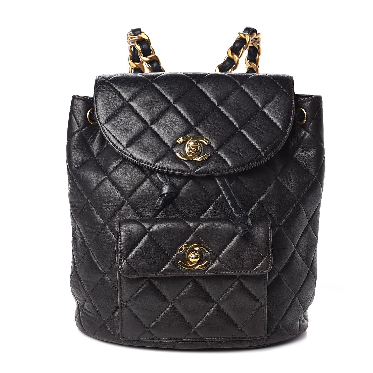 Chanel Lambskin Quilted Drawstring Backpack Black 1 of 11