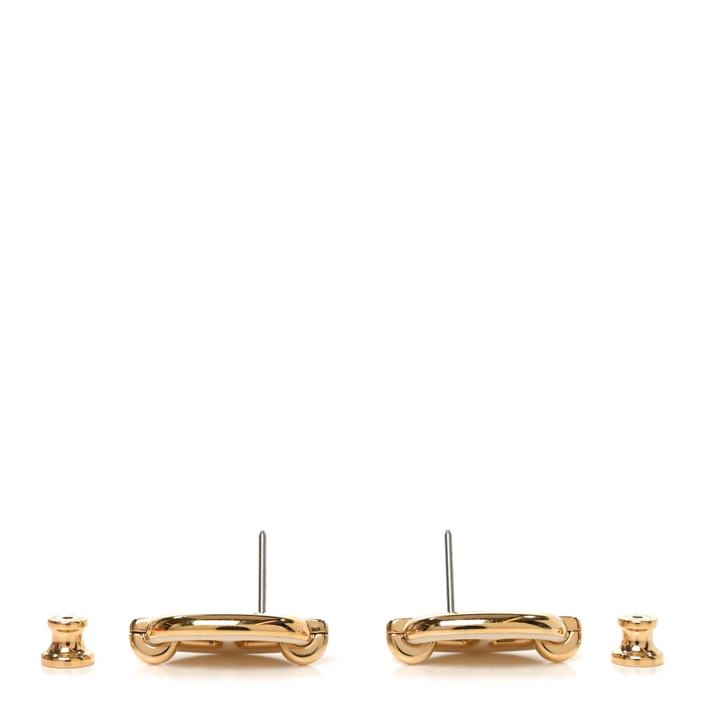 Enamel Mini Maillon Earrings Creme