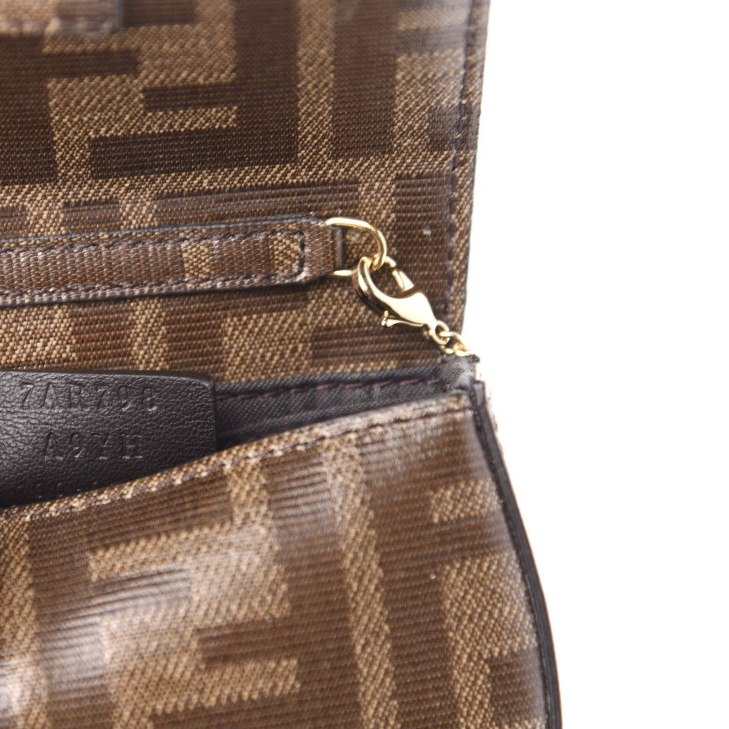 Fendi Glazed Fabric FF 1974 Nano Baguette Belt Charm Mogano Panna 7 of 10