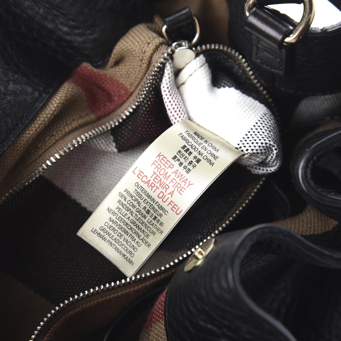 Grainy Calfskin House Check Small Maidstone Black