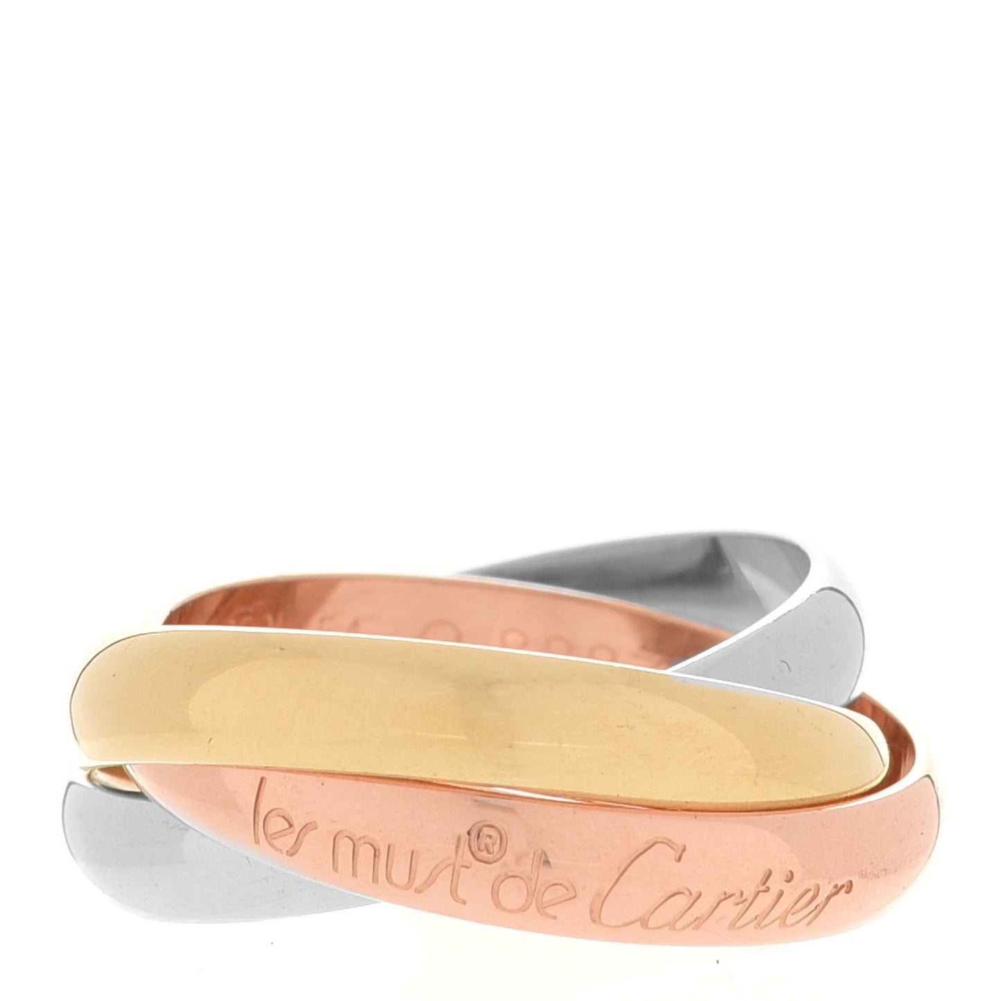18K Pink Yellow White Gold Classic Les Must De Cartier Trinity Ring 54 6.75