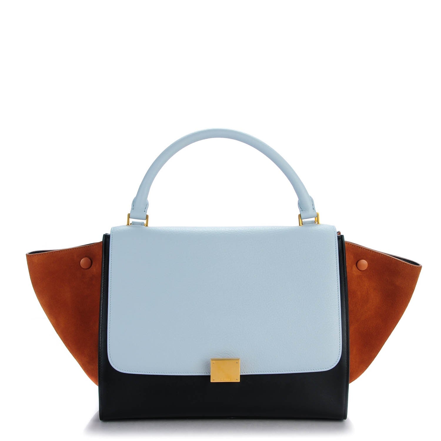 Celine Crisped Calfskin Suede Medium Tri-Color Trapeze Light Blue 1 of 8