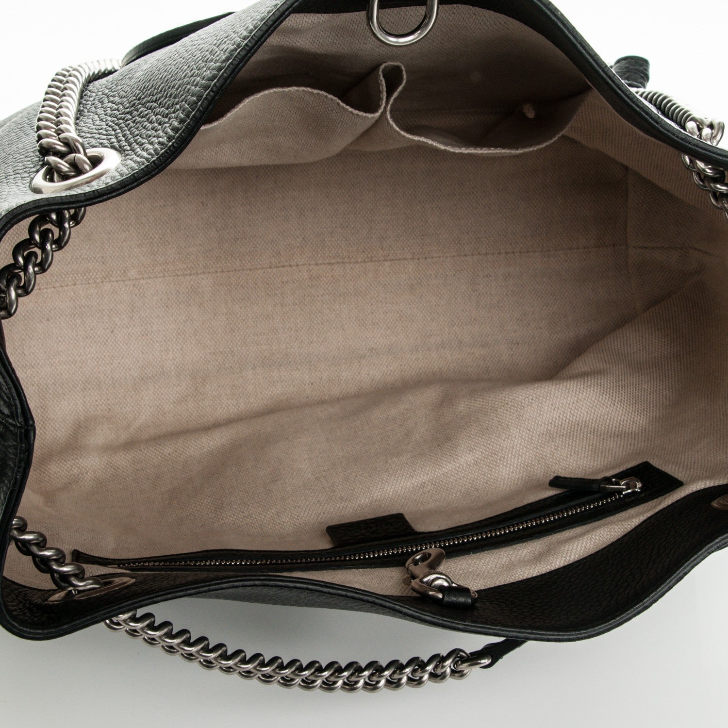 Gucci Pebbled Calfskin Studded Medium Soho Chain Shoulder Bag Black 4 of 6