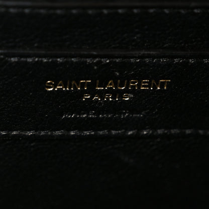 Saint Laurent Grain De Poudre Textured Mixed Matelasse Triquilt Medium Monogram Satchel Black 7 of 11