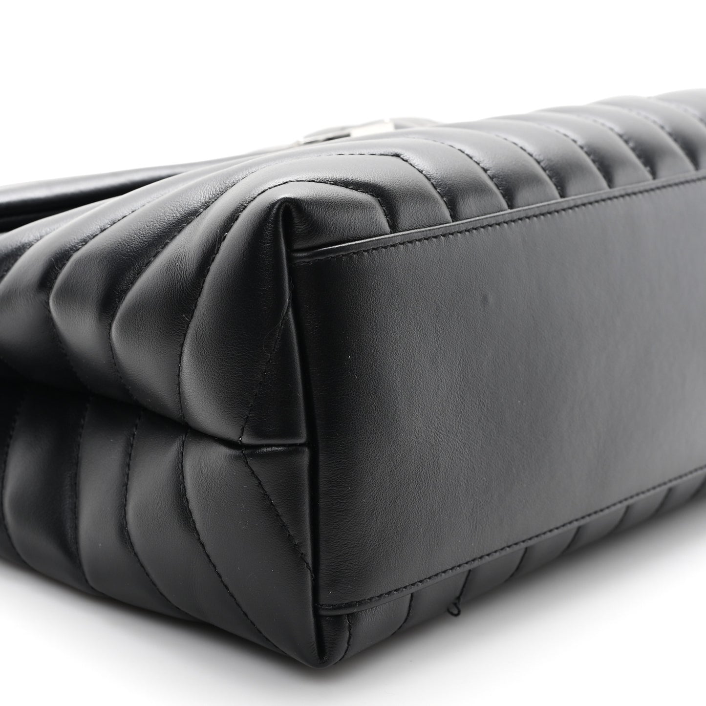 Calfskin Y Quilted Monogram Medium Loulou Chain Satchel Black