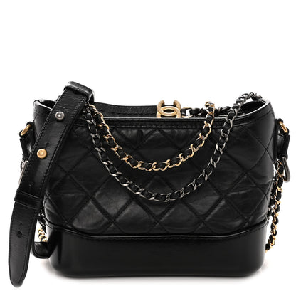 Chanel Aged Calfskin Quilted Small Gabrielle Hobo Black 1 of 11
