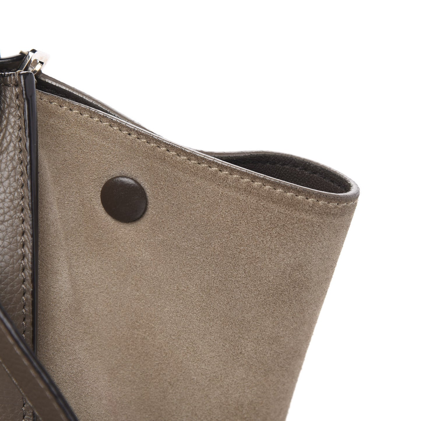 Drummed Calfskin Suede Medium Trapeze Taupe