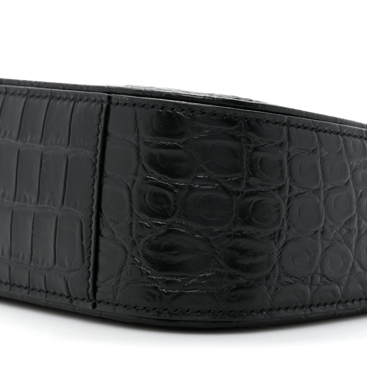 Saint Laurent Calfskin Crocodile Embossed Le 5 A 7 Hobo Black 9 of 10