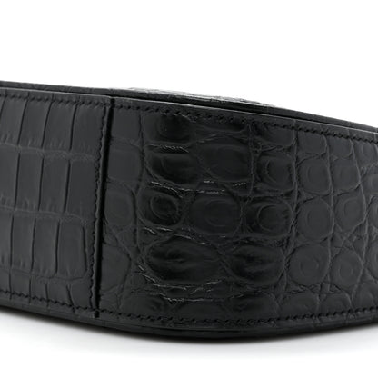 Saint Laurent Calfskin Crocodile Embossed Le 5 A 7 Hobo Black 9 of 10