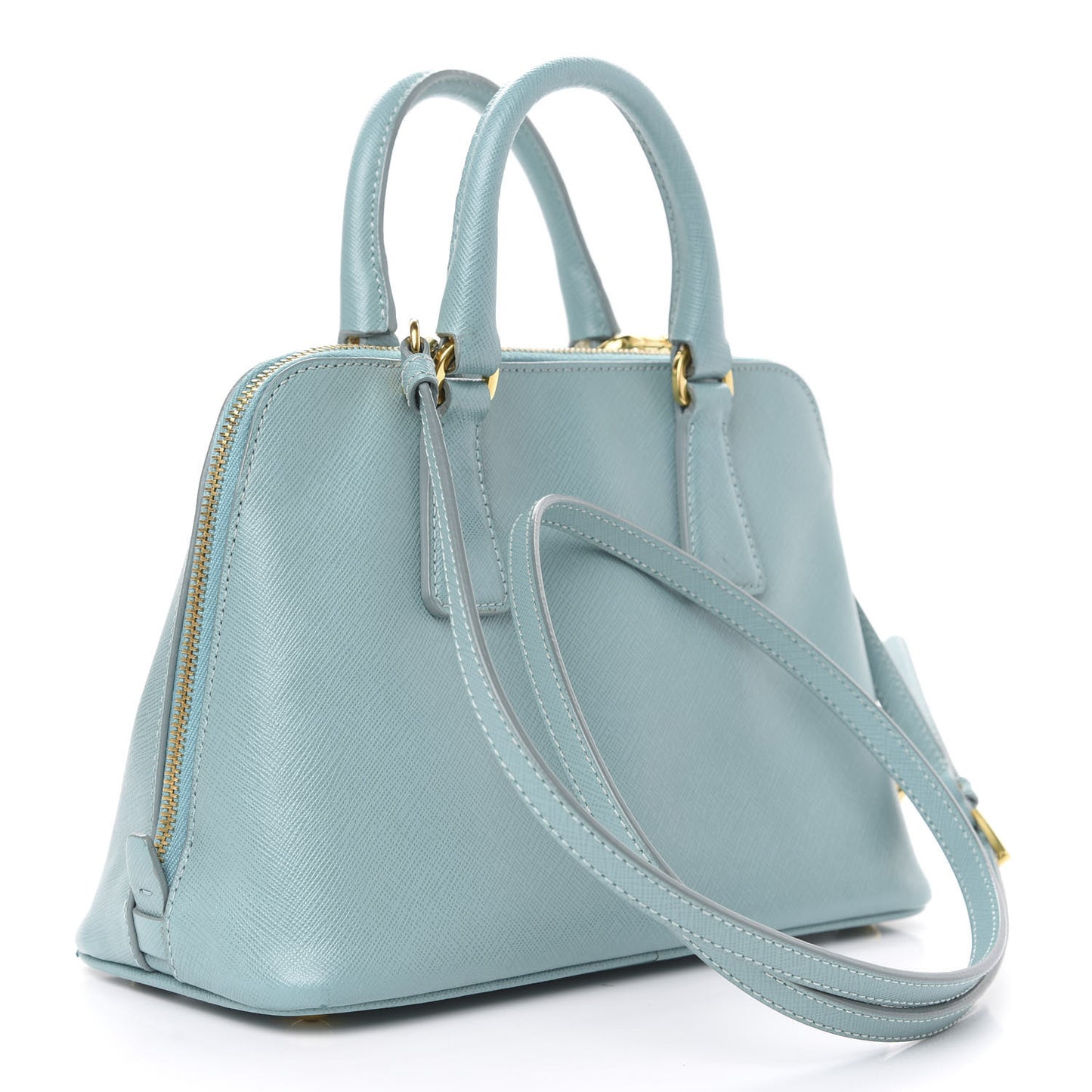 Saffiano Mini Galleria Double Zip Tote Turchese