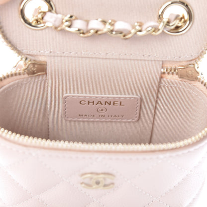 Chanel Caviar Quilted Small Vertical Coco Beauty Vanity Case With Chain Light Pink 5 of 10