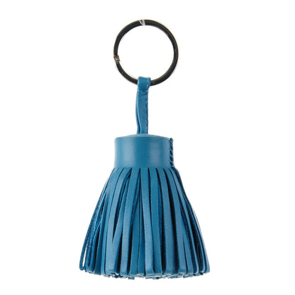 Hermes Lambskin Carmen Tassel Key Holder Blue Jean 1 of 4