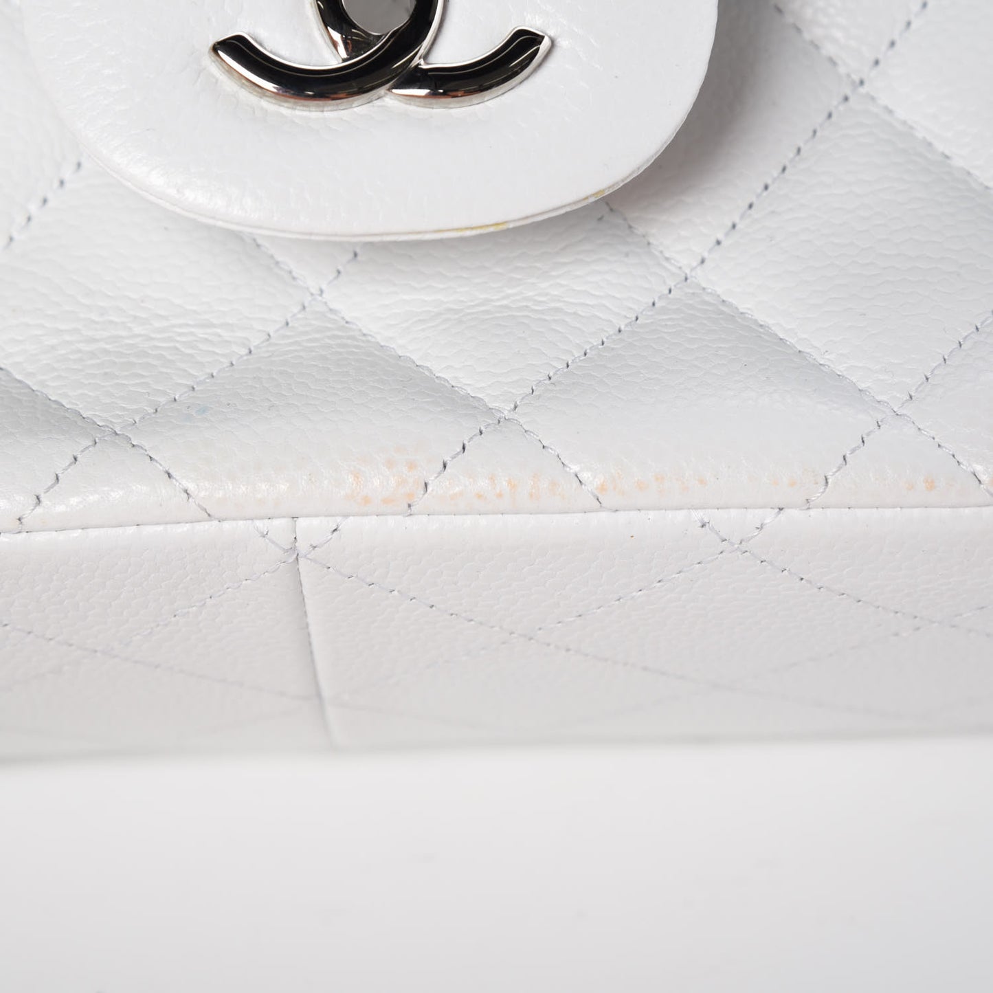 Caviar Quilted Jumbo Double Flap White
