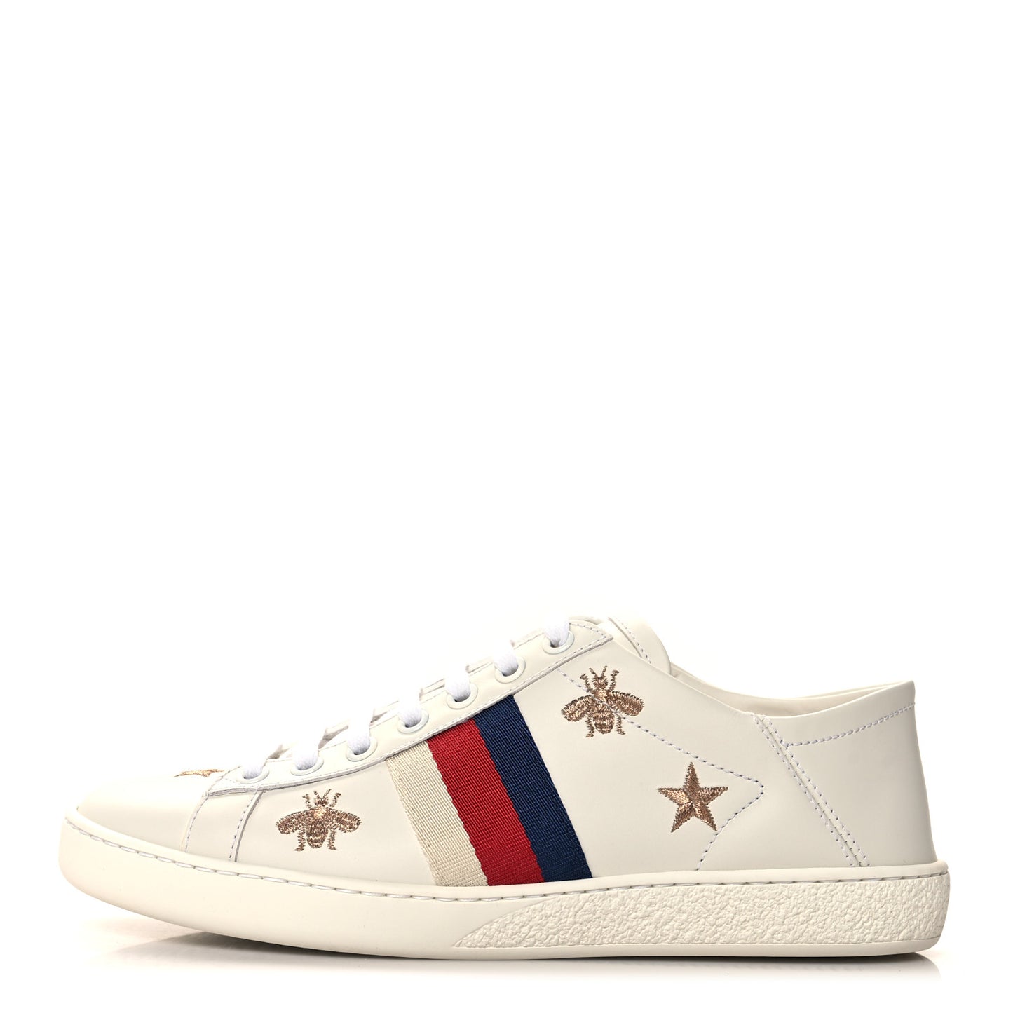 Calfskin Bee Star Embroidered Sylvie Web Ace Sneakers 35.5 White