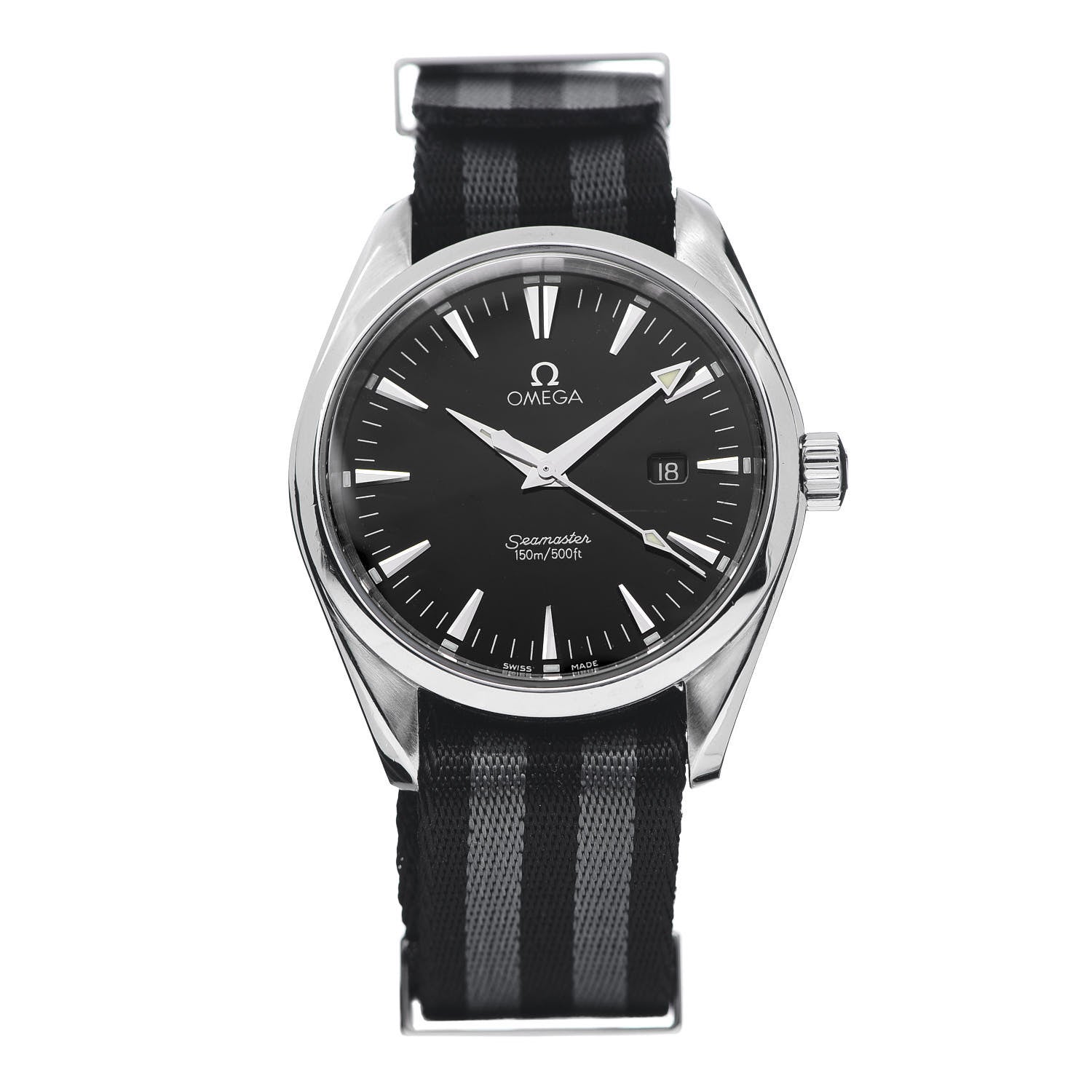 Omega Stainless Steel Nato 39mm Seamaster Aqua Terra Quartz Watch Black 2517.50 1 of 5