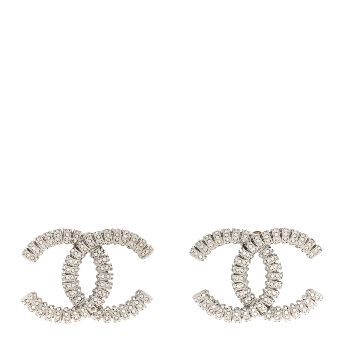 Crystal Large CC Earrings Silver