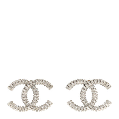 Chanel Crystal Large CC Earrings Silver 1 of 5