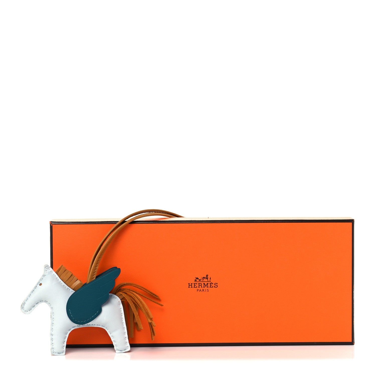 Hermes Milo Lambskin Grigri Rodeo Pegase Horse Bag Charm PM Bleu Brume Sesame Vert Bosphore 5 of 5